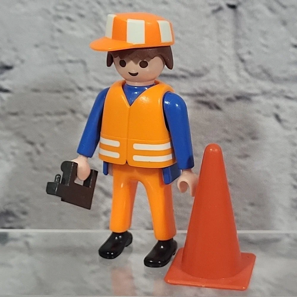 Playmobil People Figures Firefighters Fire Dept Flag Dalmatian Construction Cone